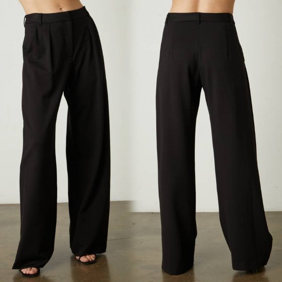Velvet by Graham & Spencer Leona Black Ponte Wide Leg Trousers - Picture 1 of 9
